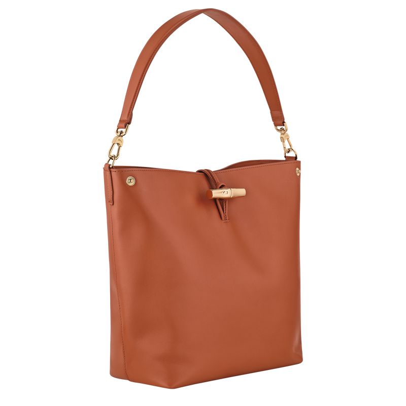 Orange / Cream Longchamp Le Roseau M Women Hobo Bag | US-693GVBKRI