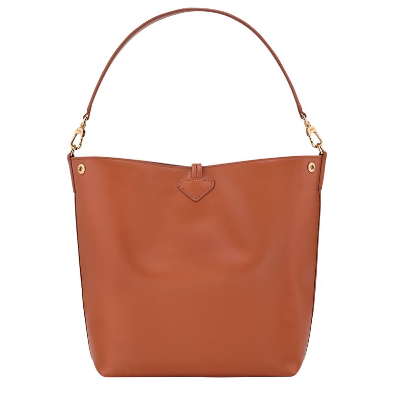 Orange / Cream Longchamp Le Roseau M Women Hobo Bag | US-693GVBKRI