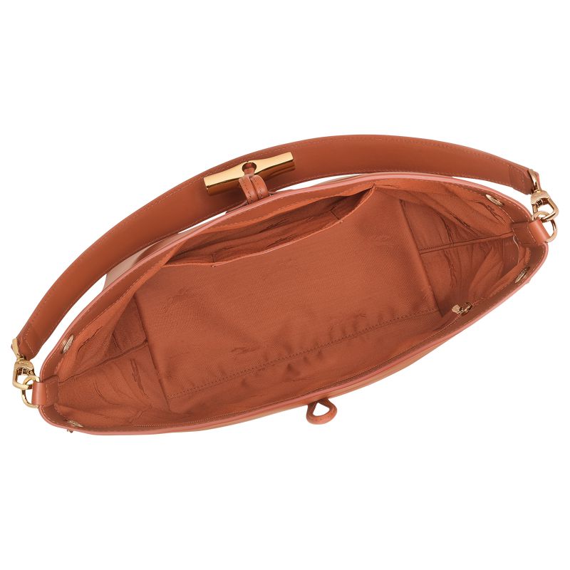 Orange / Cream Longchamp Le Roseau M Women Hobo Bag | US-693GVBKRI