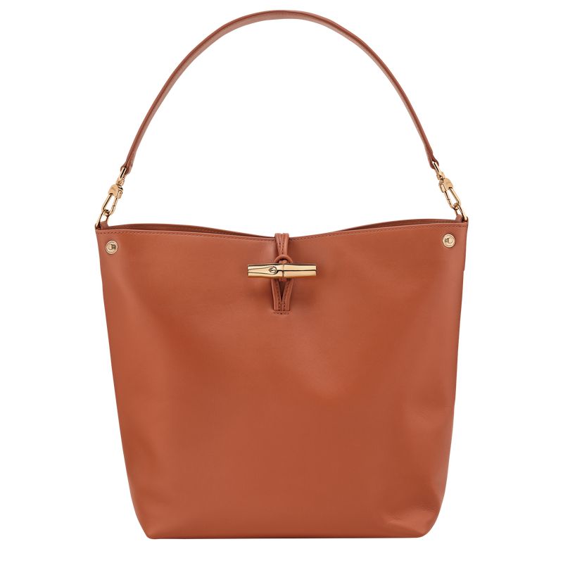 Orange / Cream Longchamp Le Roseau M Women Hobo Bag | US-693GVBKRI
