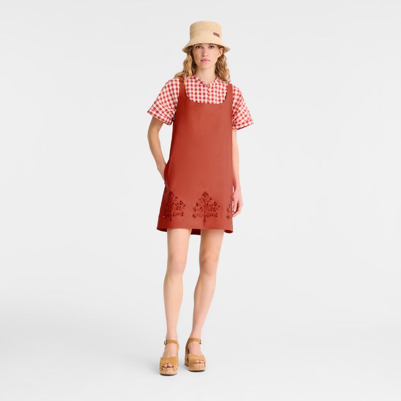 Pink Longchamp Embroidered Canvas Women Dress | US-859FMWXAQ