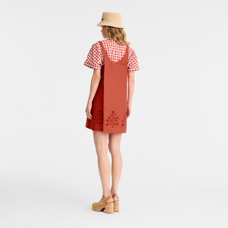 Pink Longchamp Embroidered Canvas Women Dress | US-859FMWXAQ
