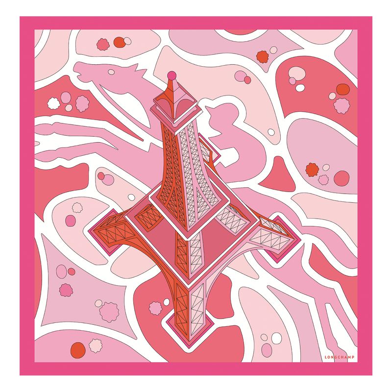 Pink Longchamp Equestrian Tower 70 Women Scarf | US-032RFTPGC