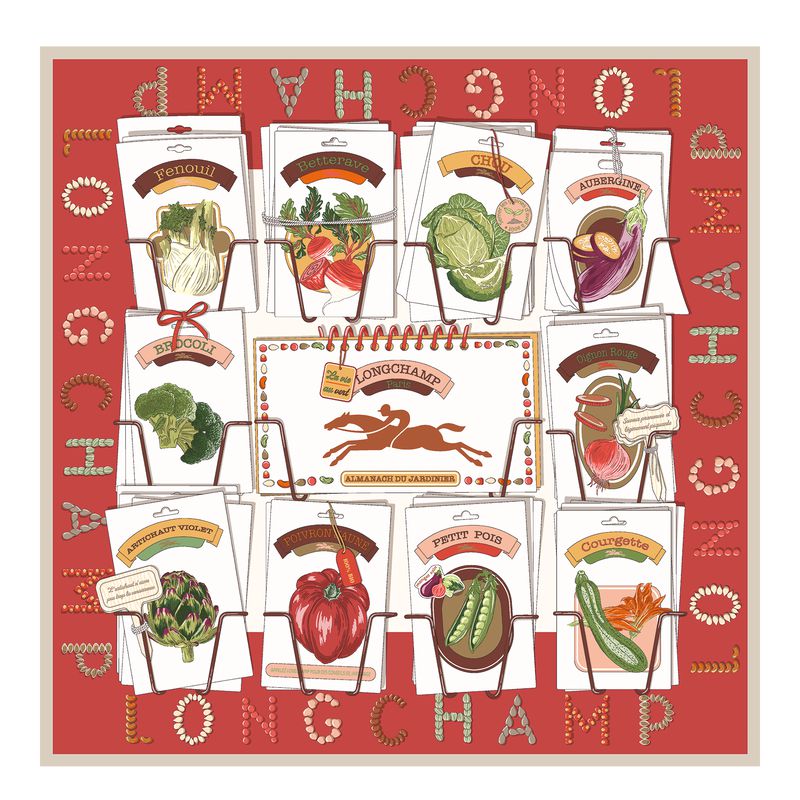 Pink Longchamp In The Vegetable Garden 70 Women Scarf | US-412XRILBM