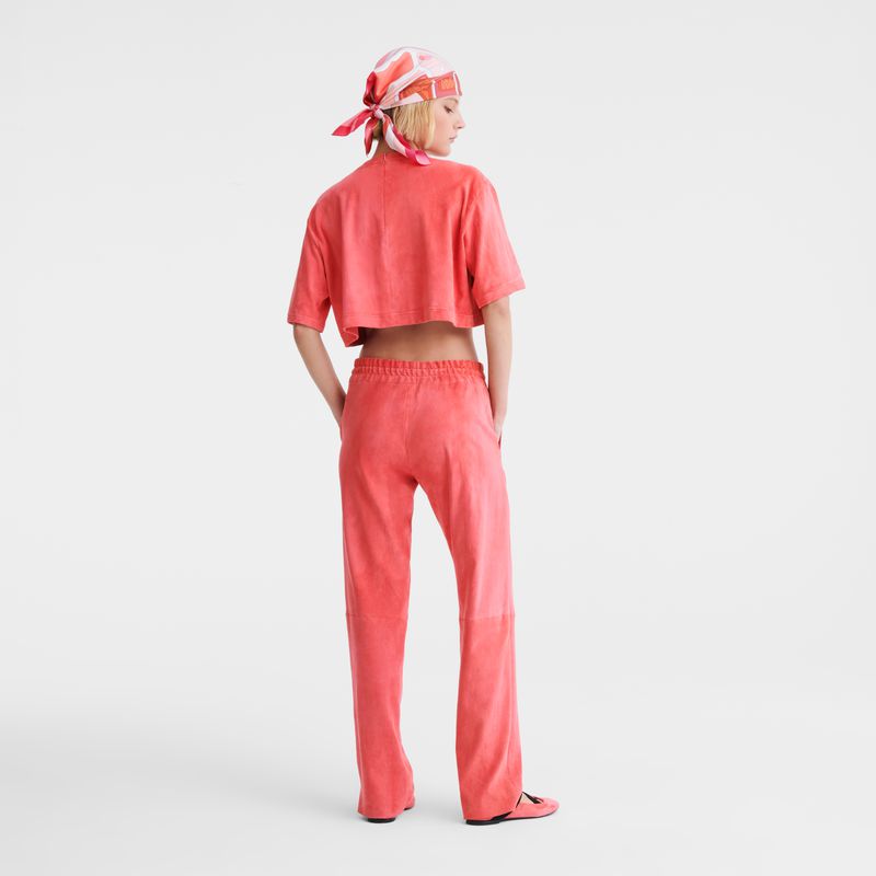 Pink Longchamp Leather Crop Women Top | US-728OQEJPU