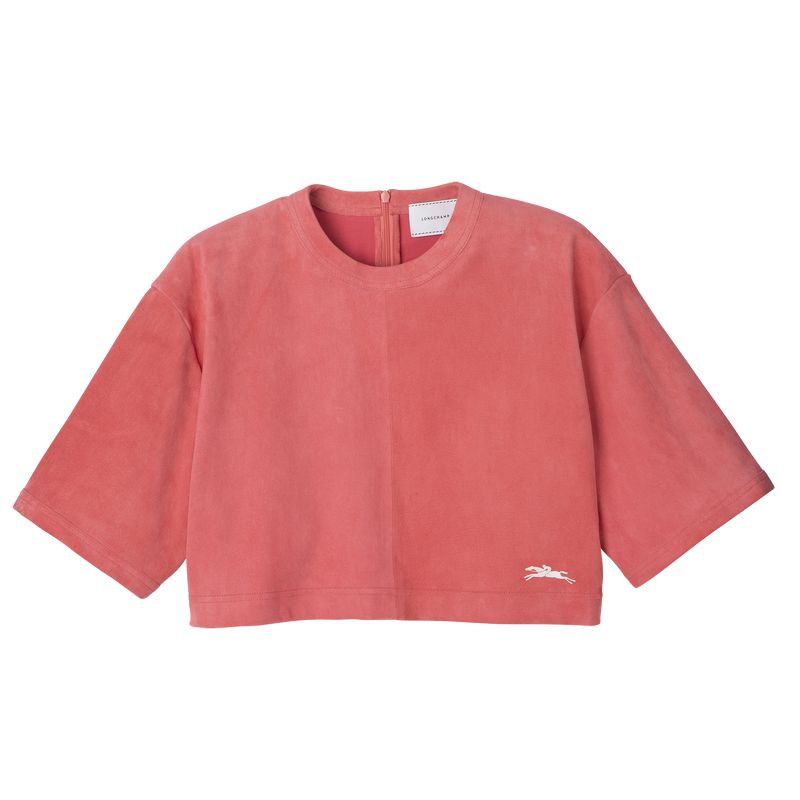 Pink Longchamp Leather Crop Women Top | US-728OQEJPU