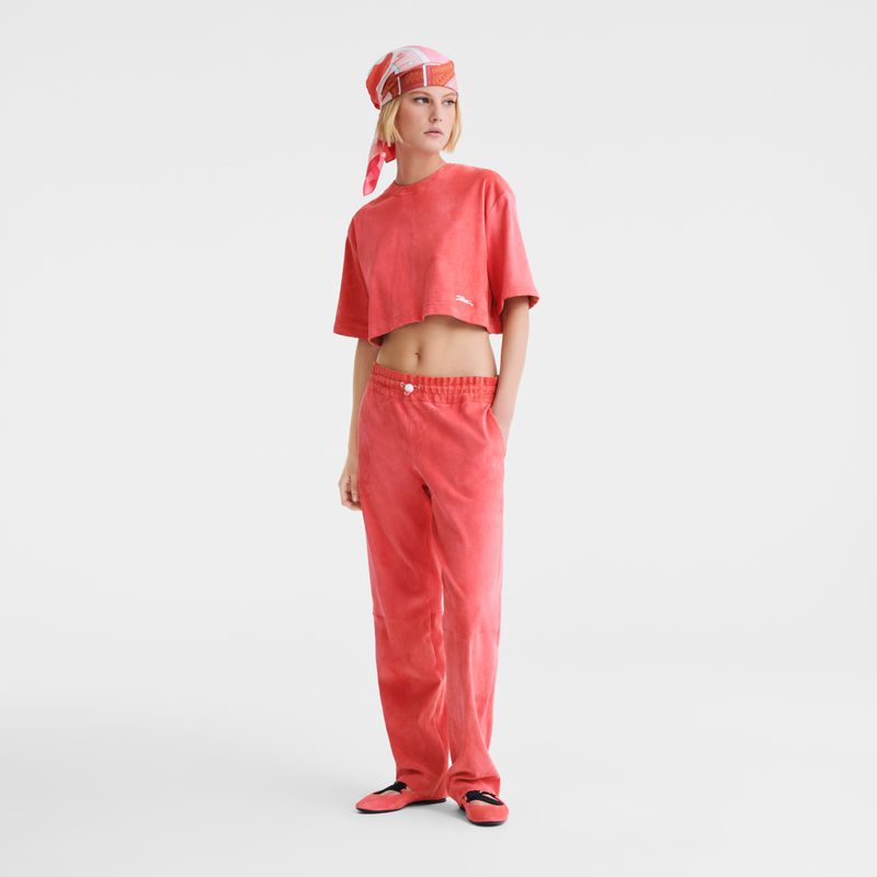 Pink Longchamp Leather Straight Women Pants | US-139QPKFOT