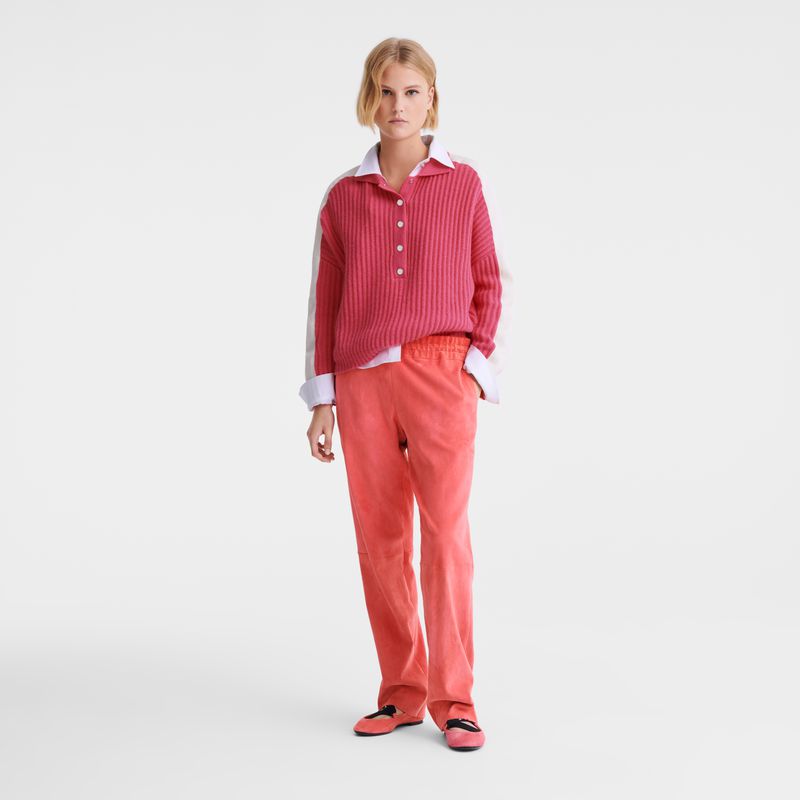 Pink Longchamp Polo Collar Women Jumper | US-612UMILZQ