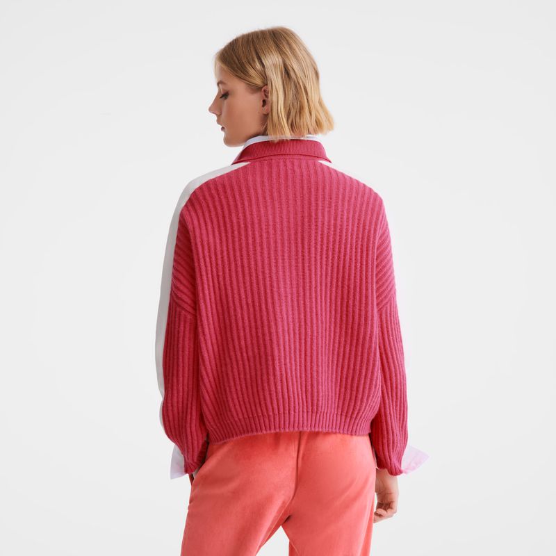 Pink Longchamp Polo Collar Women Jumper | US-612UMILZQ
