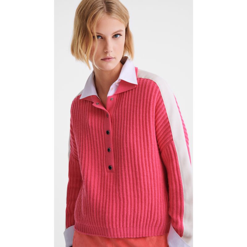 Pink Longchamp Polo Collar Women Jumper | US-612UMILZQ
