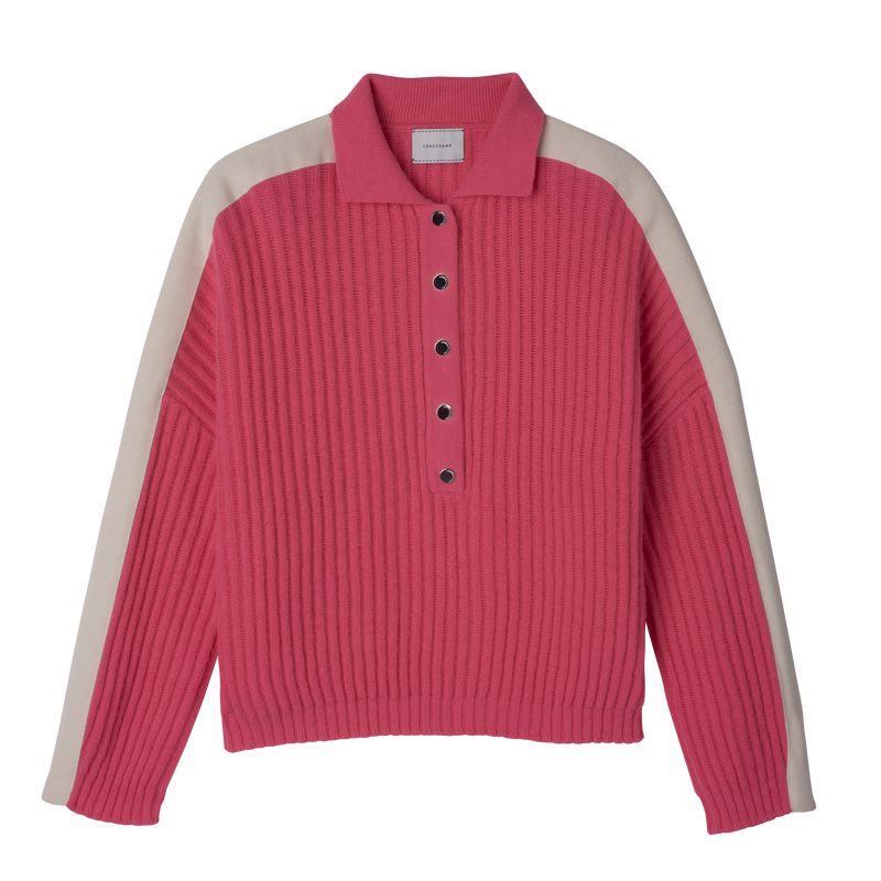 Pink Longchamp Polo Collar Women Jumper | US-612UMILZQ