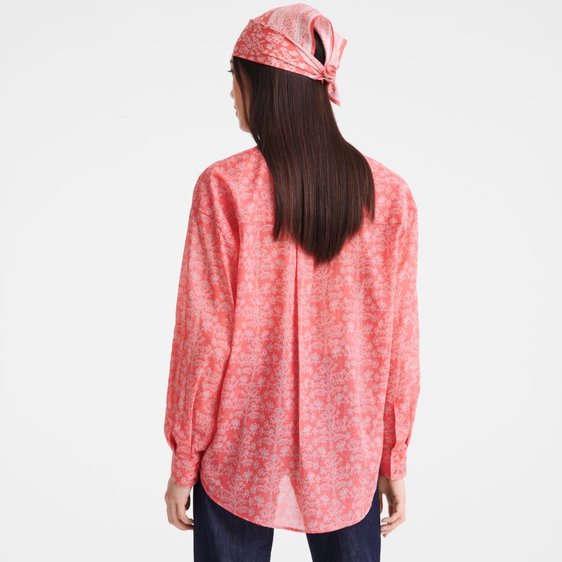 Pink Longchamp Printed Veil Women Shirts | US-589SKLDYU