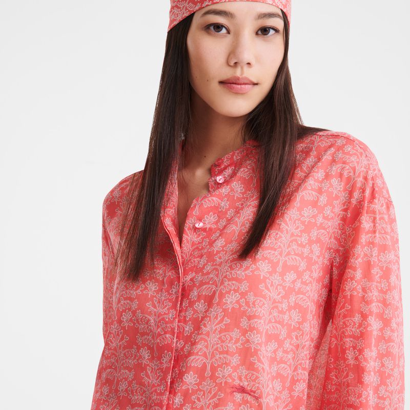 Pink Longchamp Printed Veil Women Shirts | US-589SKLDYU