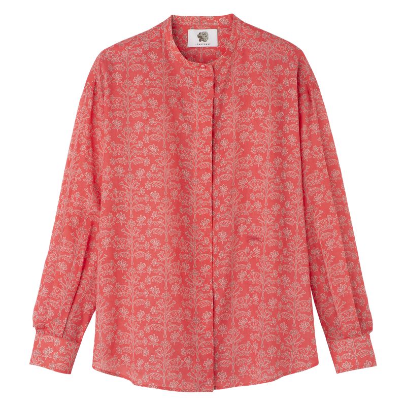 Pink Longchamp Printed Veil Women Shirts | US-589SKLDYU