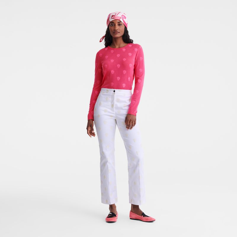 Pink Longchamp Round Neck Women Sweater | US-304TMZUAY