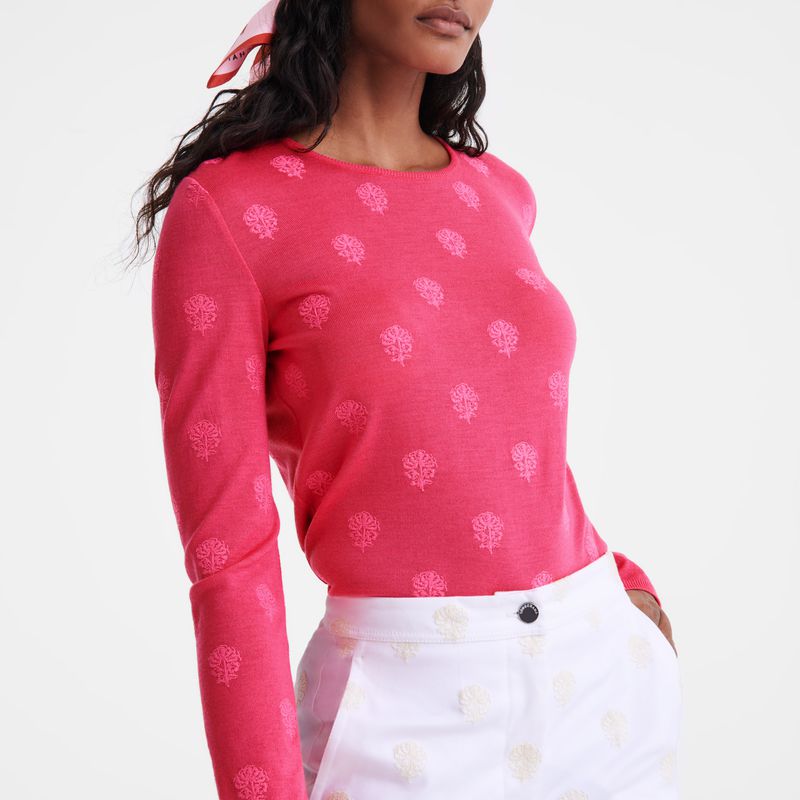 Pink Longchamp Round Neck Women Sweater | US-304TMZUAY