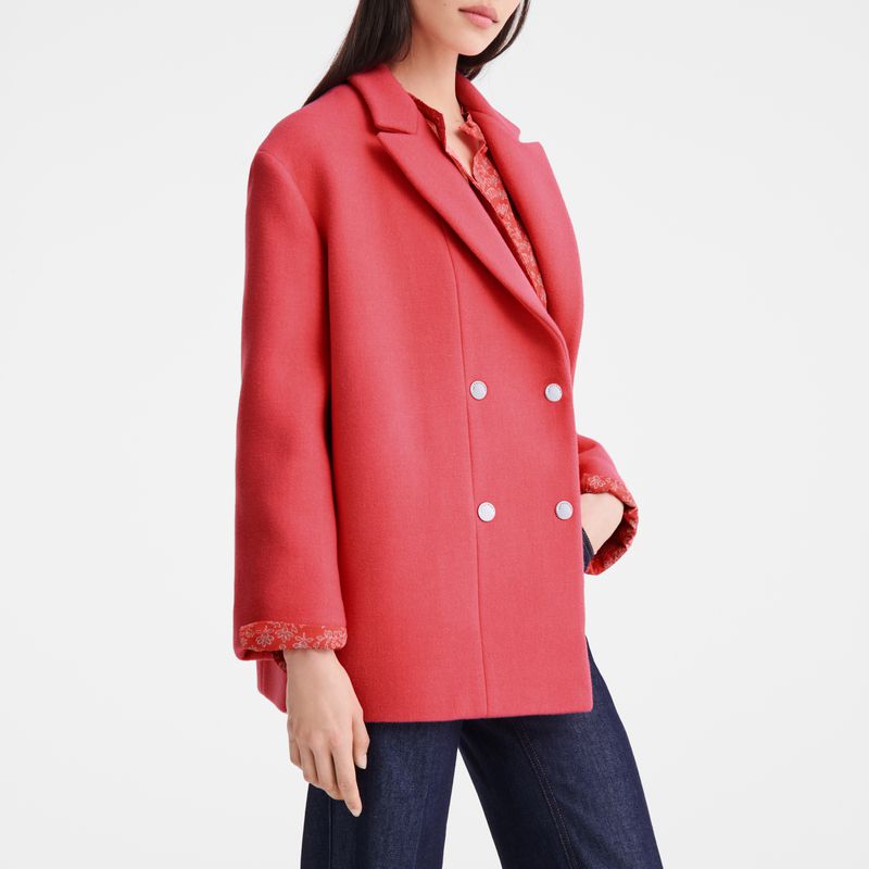 Pink Longchamp Straight Short Women Coat | US-314WUEVTP