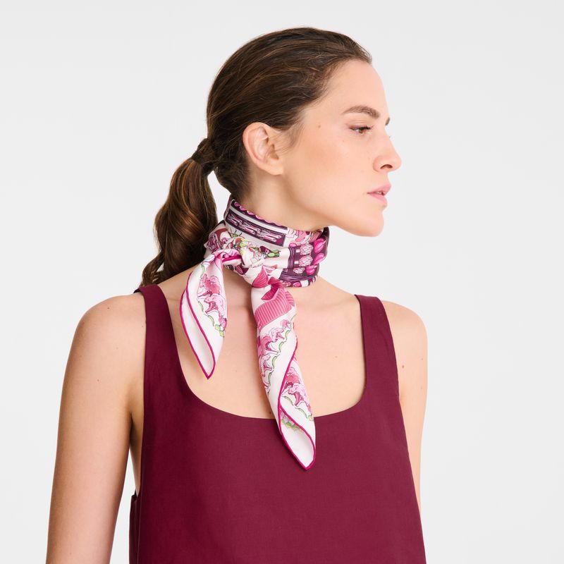 Pink Longchamp Vegetable Garden 90 Women Scarf | US-680CSGFRN