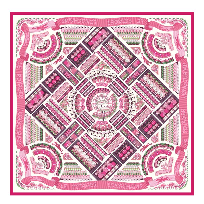 Pink Longchamp Vegetable Garden 90 Women Scarf | US-680CSGFRN