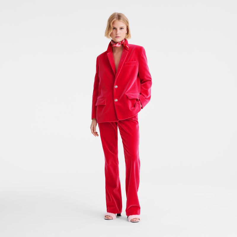 Pink Longchamp Velvet Women Jacket | US-073SDWMTJ