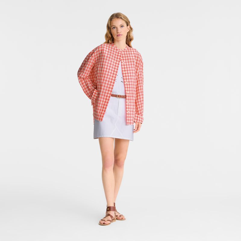 Pink Longchamp Vichy Jacquard Women Shirts | US-026DABCKH