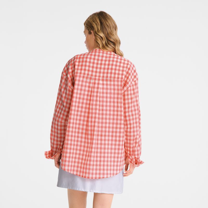 Pink Longchamp Vichy Jacquard Women Shirts | US-026DABCKH