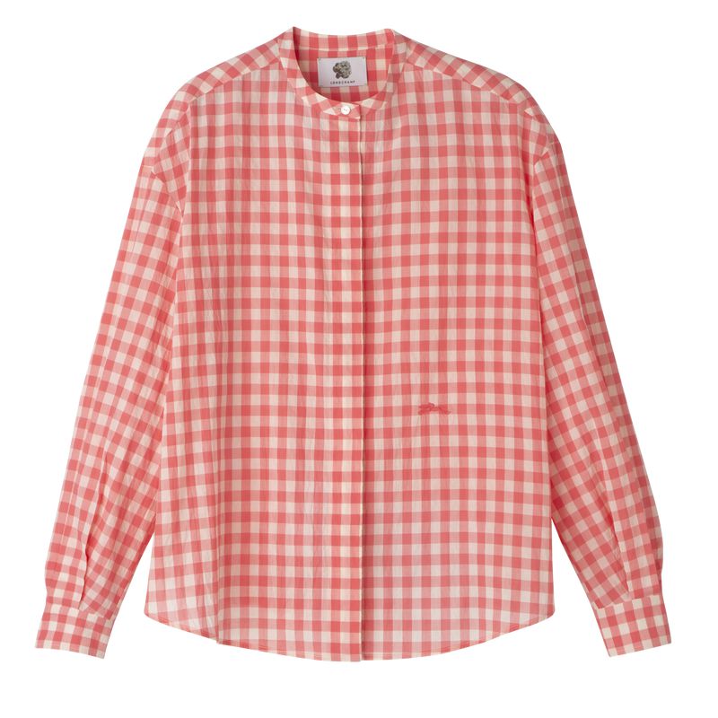 Pink Longchamp Vichy Jacquard Women Shirts | US-026DABCKH