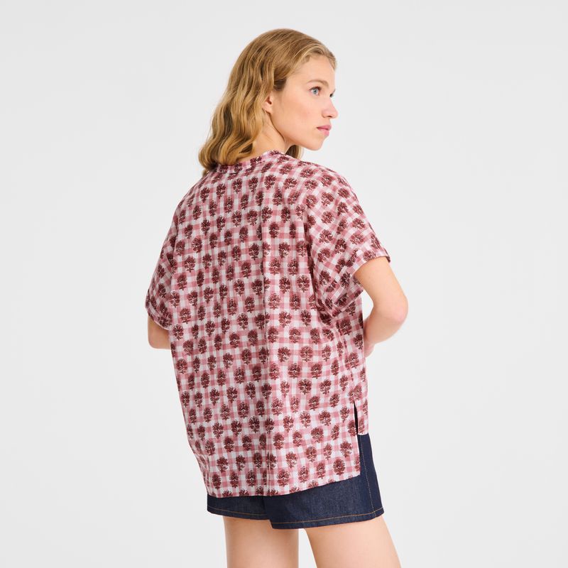 Pink Longchamp Vichy Print Veil Women Blouse | US-580EJUPBC