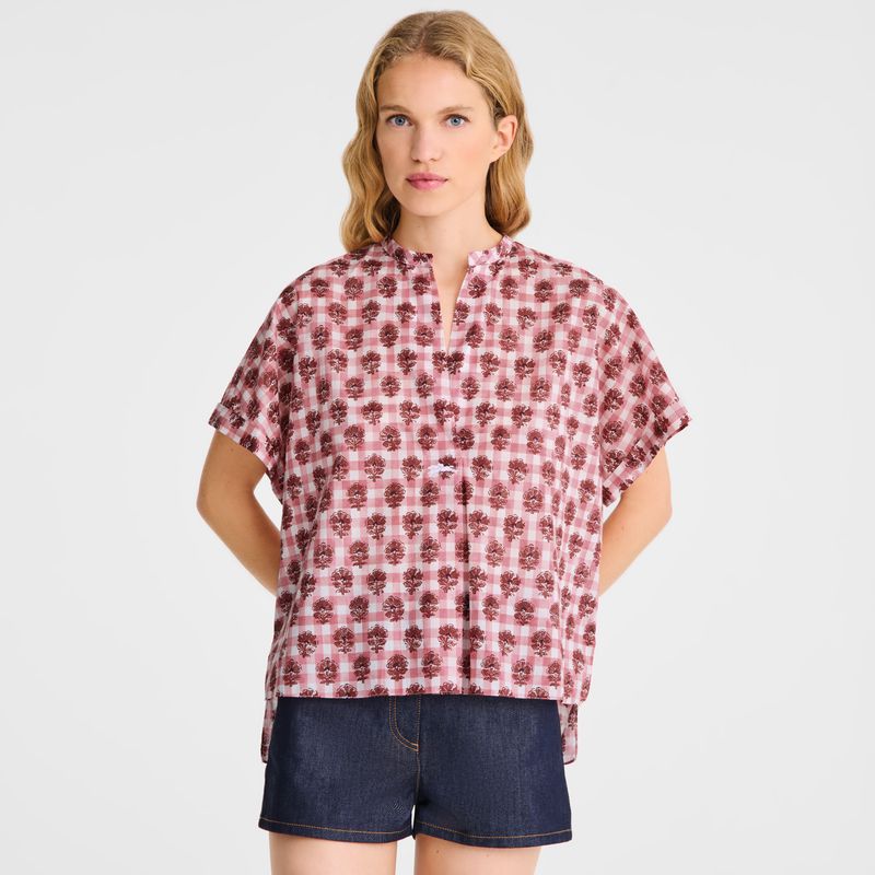 Pink Longchamp Vichy Print Veil Women Blouse | US-580EJUPBC