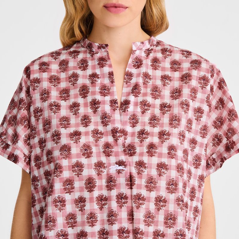 Pink Longchamp Vichy Print Veil Women Blouse | US-580EJUPBC