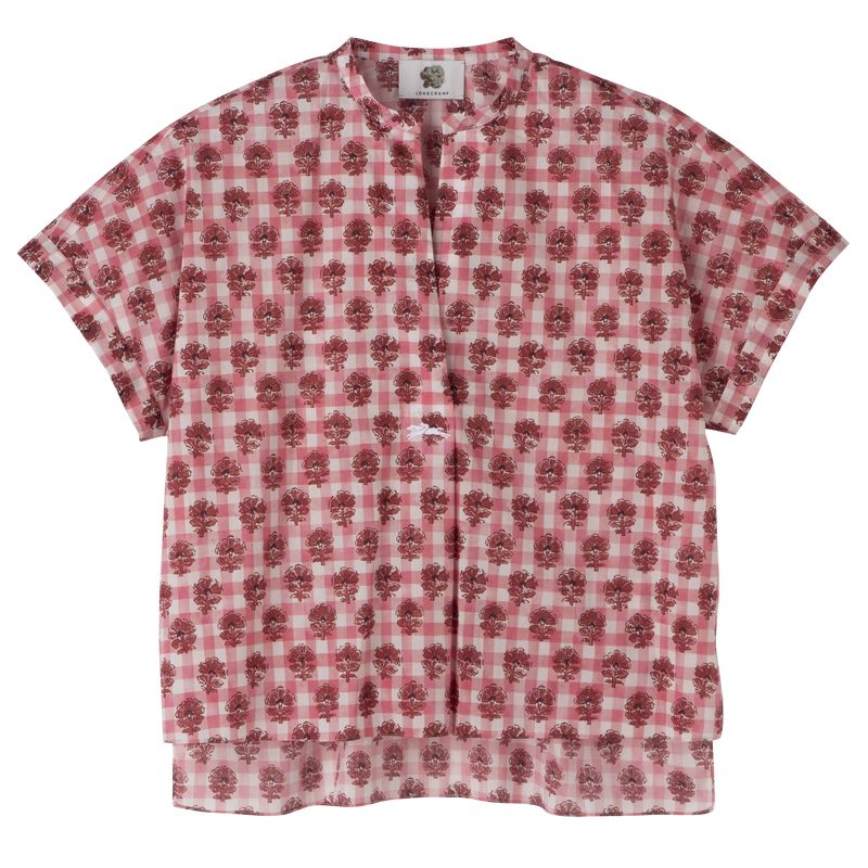Pink Longchamp Vichy Print Veil Women Blouse | US-580EJUPBC
