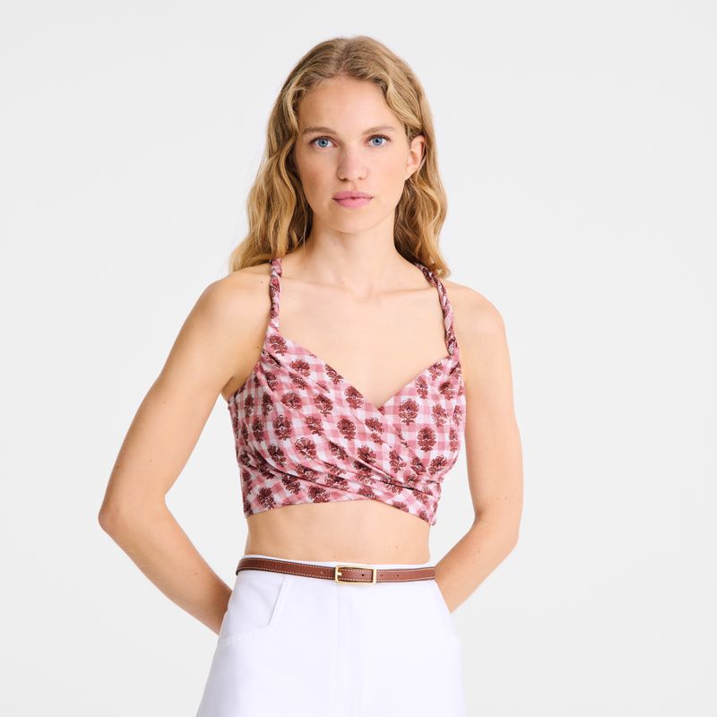 Pink Longchamp Vichy Print Veil Women Top | US-527SDJEHK