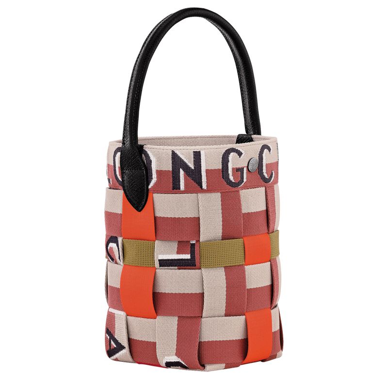 Red / Beige Longchamp Re-play Xs Women Bucket Bag | US-021LBUFAC