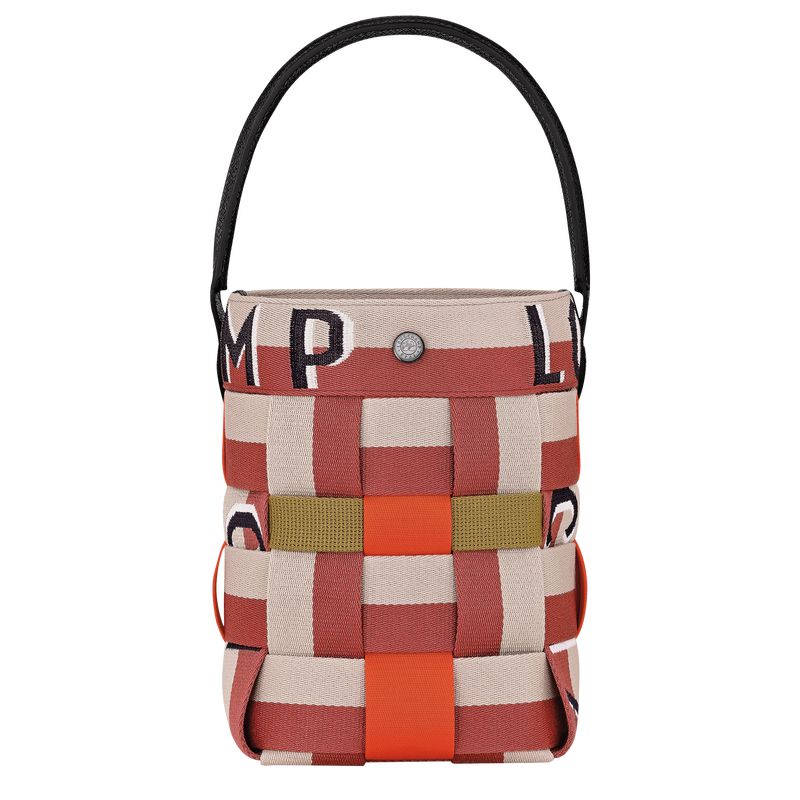 Red / Beige Longchamp Re-play Xs Women Bucket Bag | US-021LBUFAC