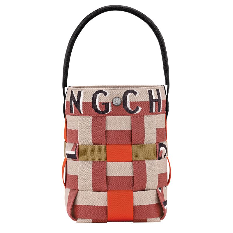 Red / Beige Longchamp Re-play Xs Women Bucket Bag | US-021LBUFAC