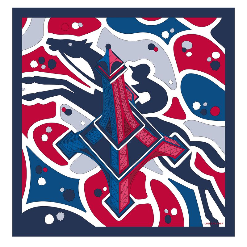 Red / Navy Longchamp Equestrian Tower 70 Women Scarf | US-569KYLOVA