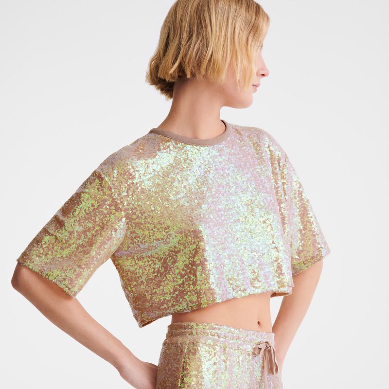 Rose Longchamp Crop Women Top | US-358KCMLVD