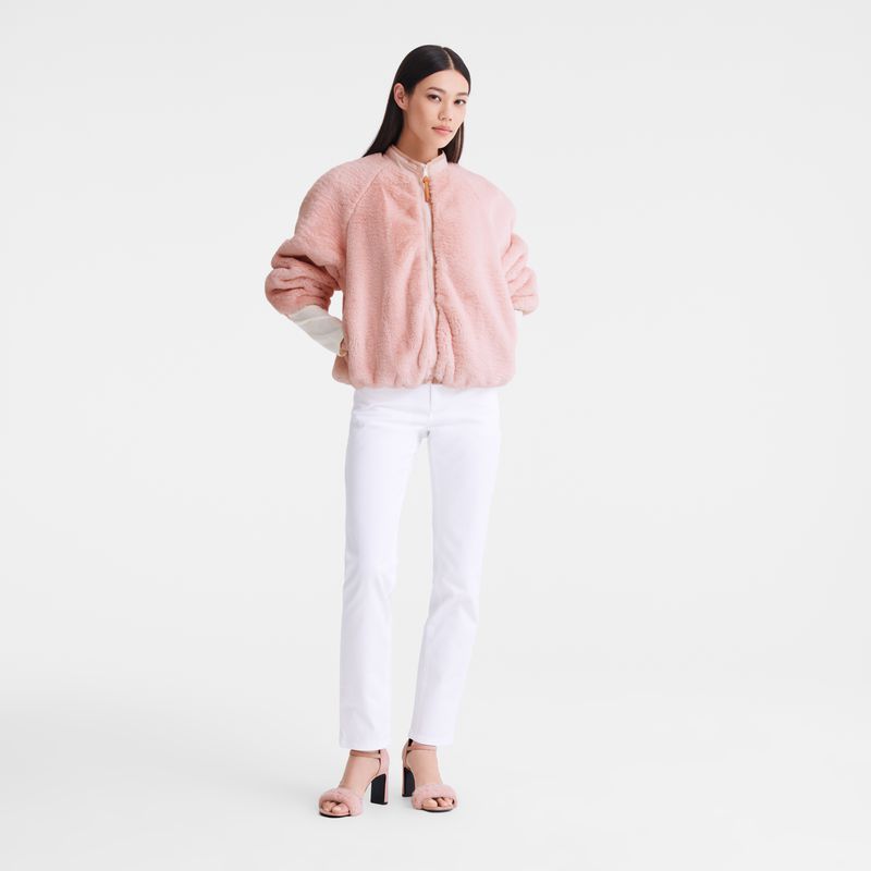 Rose Longchamp Faux Fur Women Jacket | US-975GNMQUS