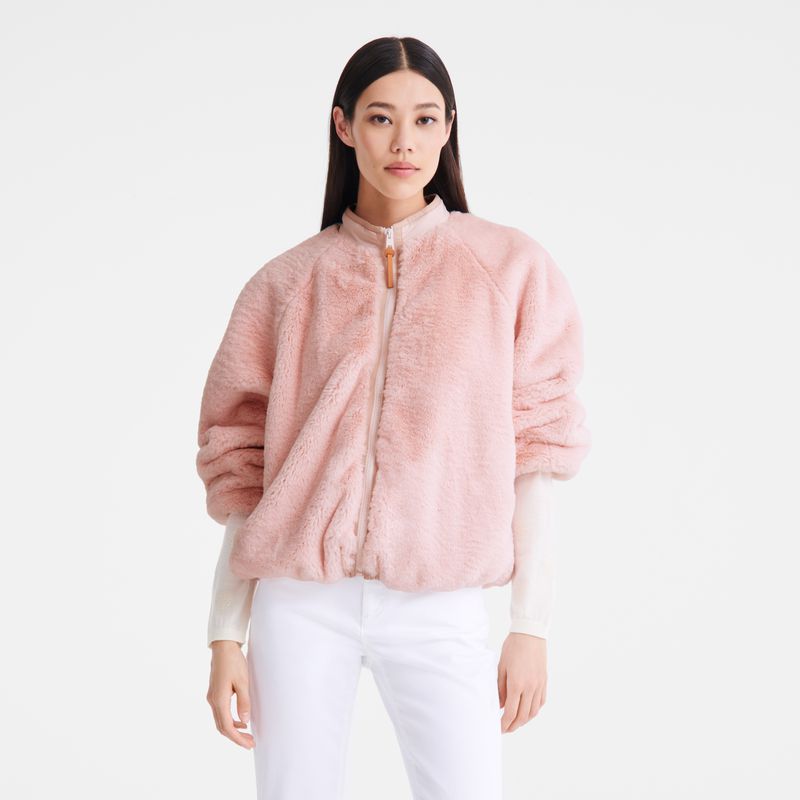 Rose Longchamp Faux Fur Women Jacket | US-975GNMQUS