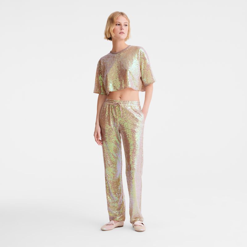 Rose Longchamp Glitter Women Pants | US-581CEWOPA