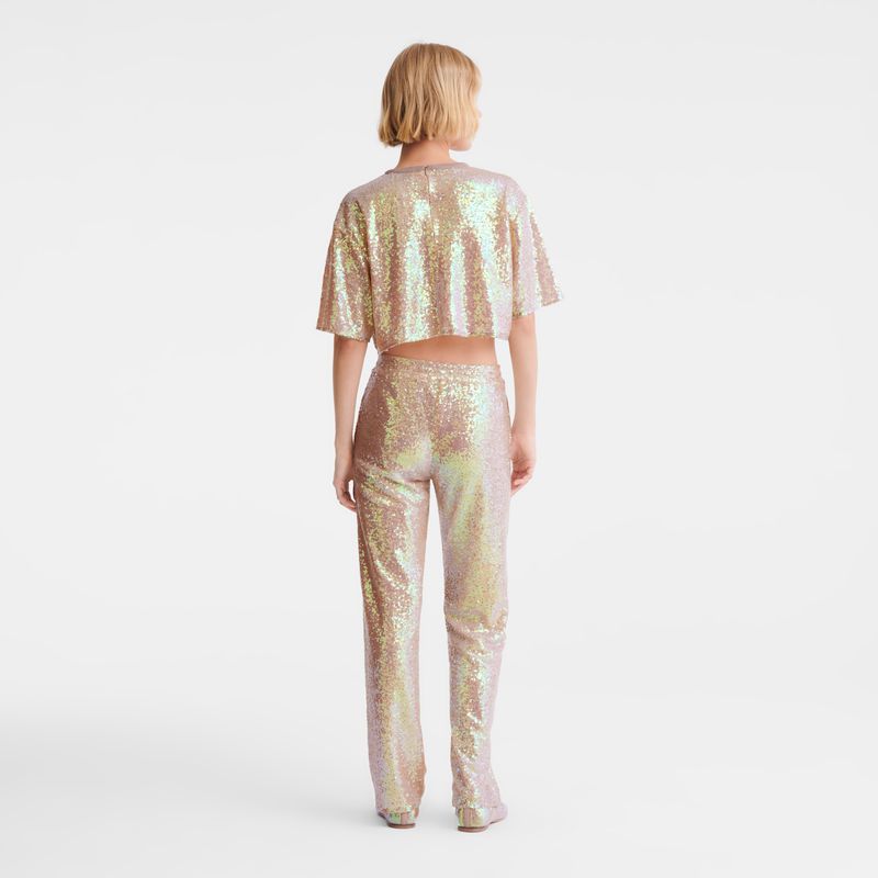 Rose Longchamp Glitter Women Pants | US-581CEWOPA