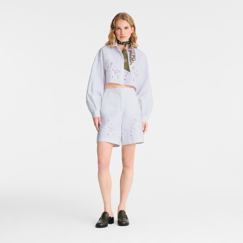 White Longchamp Bermuda Women Shorts | US-307EVOMKC