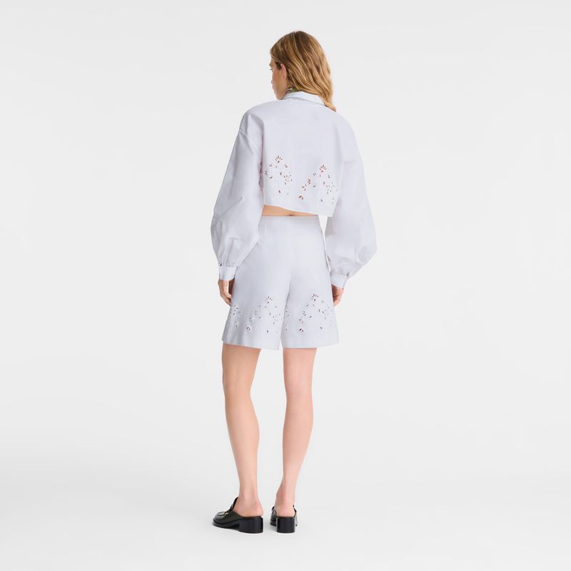 White Longchamp Bermuda Women Shorts | US-307EVOMKC