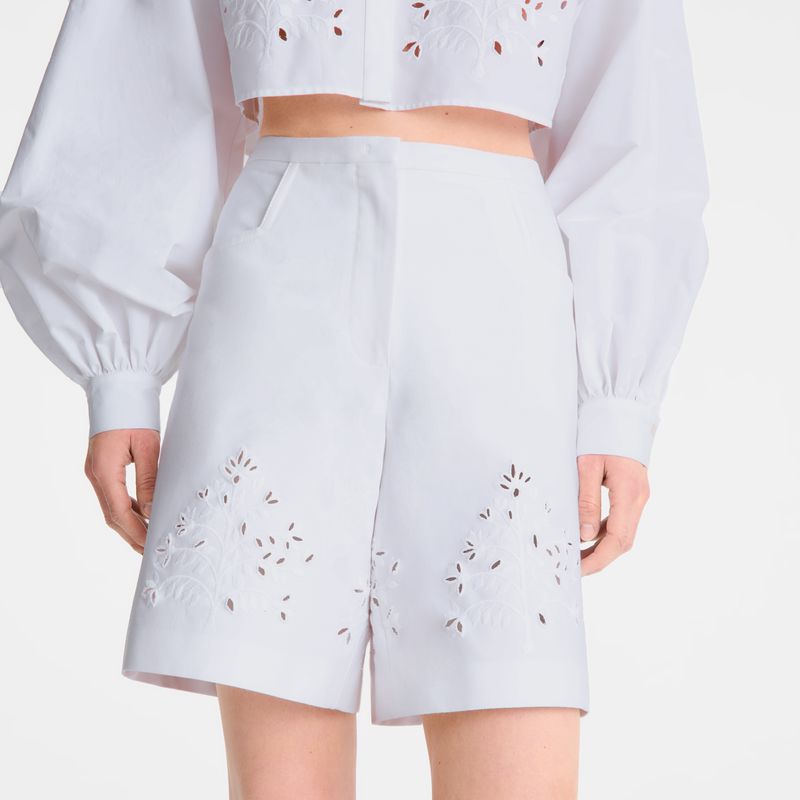 White Longchamp Bermuda Women Shorts | US-307EVOMKC