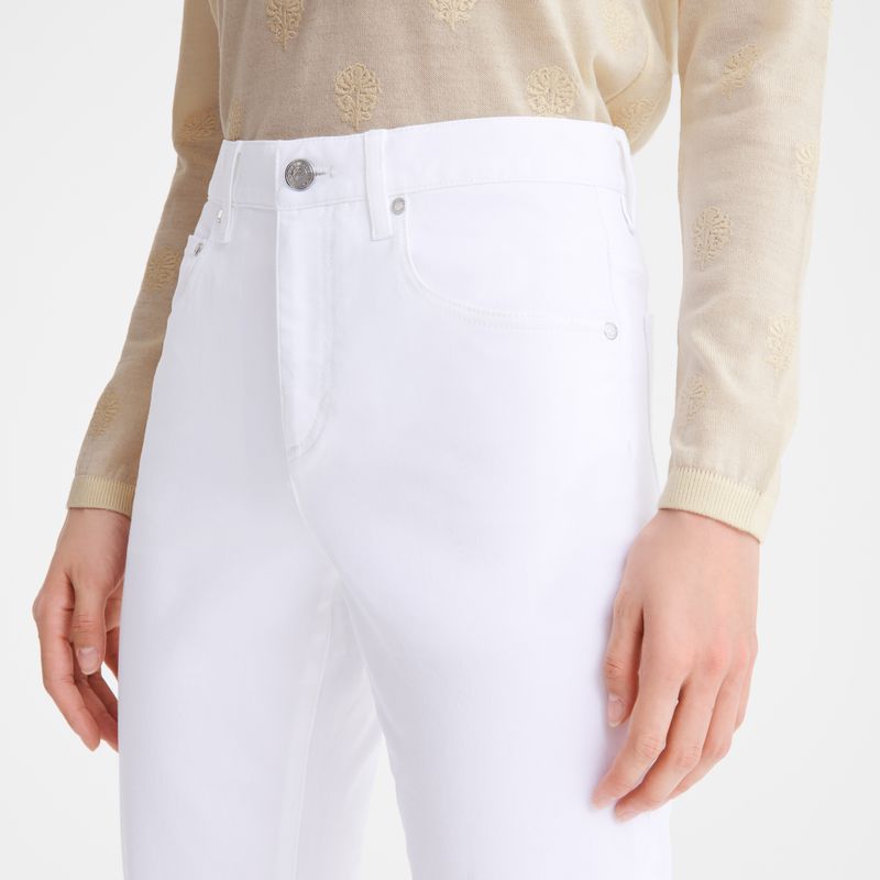 White Longchamp Gabardine Women Pants | US-613XNQBFR