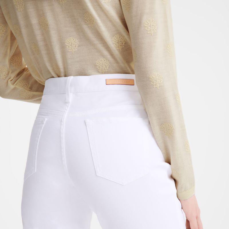 White Longchamp Gabardine Women Pants | US-613XNQBFR