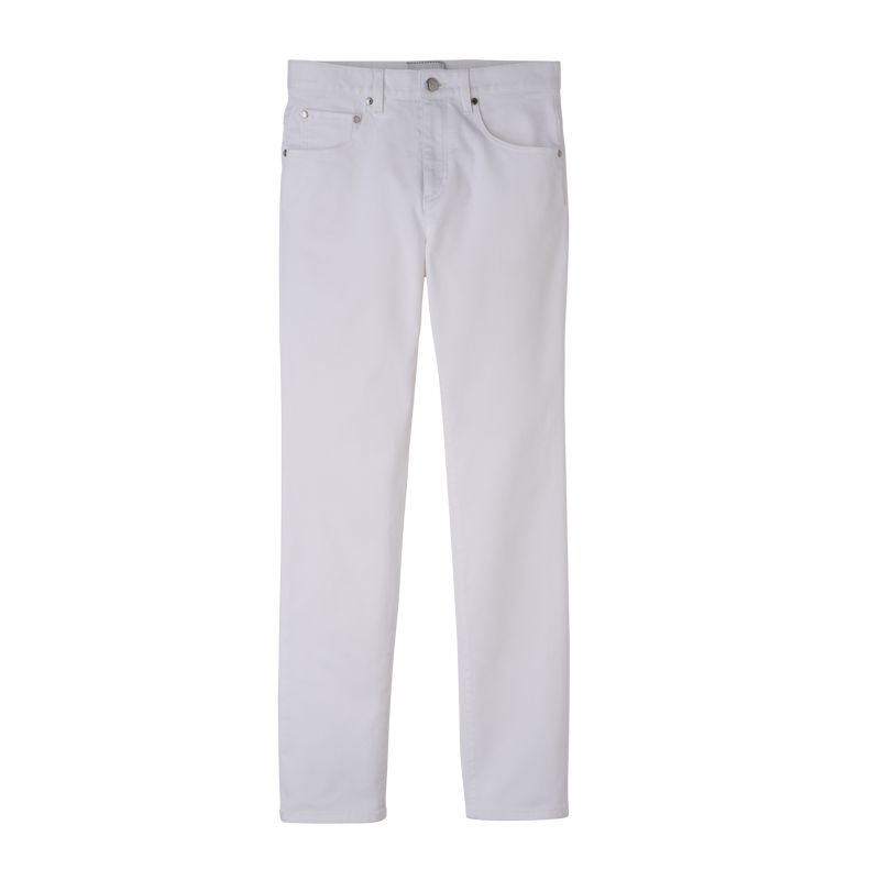 White Longchamp Gabardine Women Pants | US-613XNQBFR