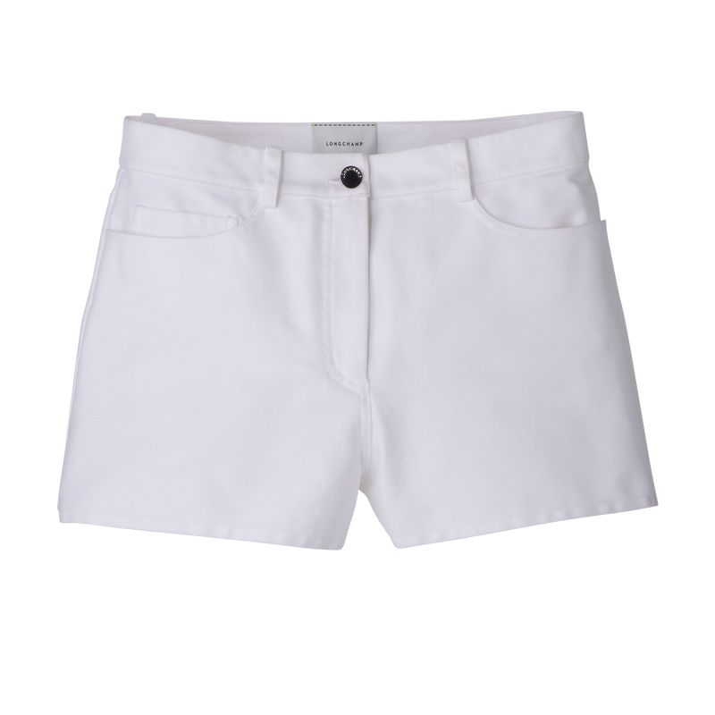 White Longchamp Gabardine Women Shorts | US-469YNLMXH