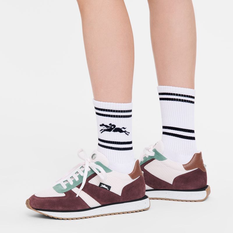 White Longchamp Knit Women Socks | US-785DXQUTJ