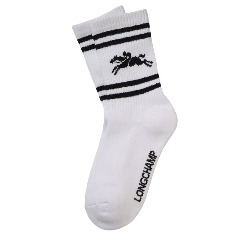 White Longchamp Knit Women Socks | US-785DXQUTJ